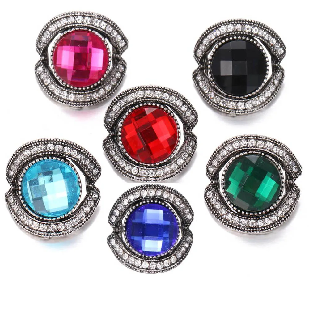 6pcs/lot Evil Eye Snaps Jewelry High Quality Crystal 18mm Metal Interchangeable Snap Buttons DIY Charms Button Jewerly | Украшения и