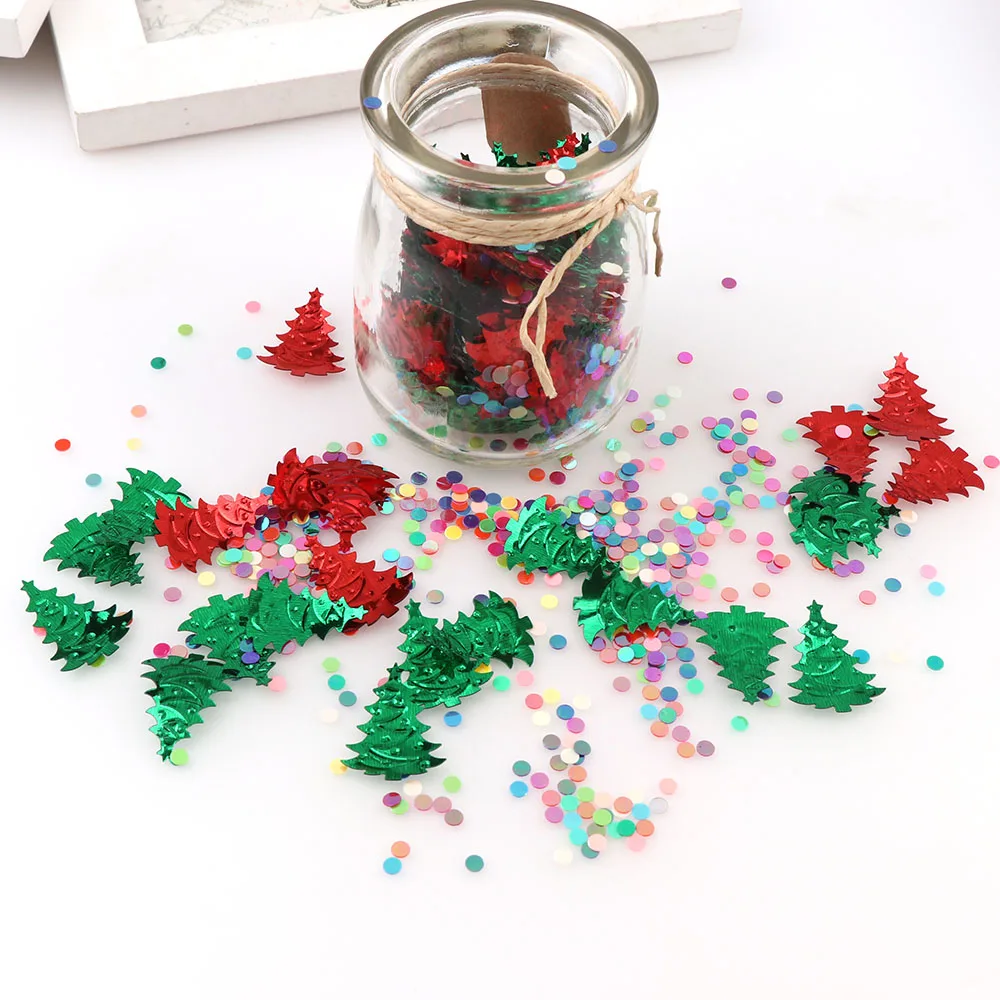 

15g Red Green Mix Color Christmas Round Sequins Christmas Tree Confetti Tinfoil Sequins Christmas Gift DIY Home Decoration