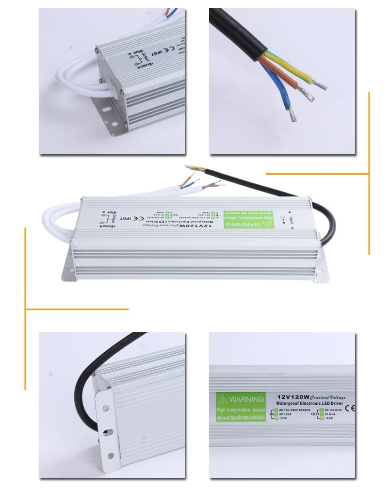 Водонепроницаемый IP67 DC 24v 12V 10A 20A 240W драйвер источника питания импульсный