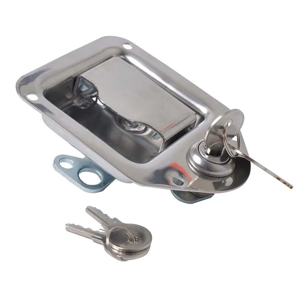 الفضة مقطورة أداة مربع قفل مكافحة سرقة مقبض قفل قافلة مقطورة الاكسسوارات الفولاذ المقاوم للصدأ عقبة قفل أداة