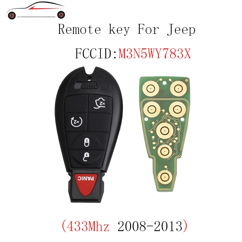 

GORBIN 5Buttons Complete Remote Key DIY For Jeep Grand Cherokee 2008 2009 2010 2011 2012 2013 M3N5WY783X 433Mhz Key Fob
