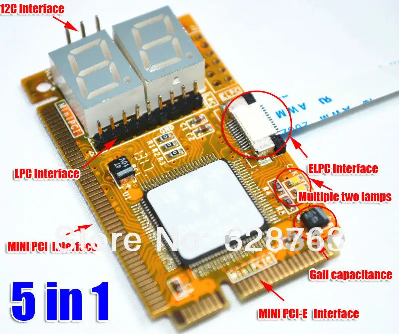 

Best 5 in 1 Mini Combo Debug Test Card (Support PCI-E, PCI, LPC, I2C, ELPC) For Laptop Motherboard Free Shipping