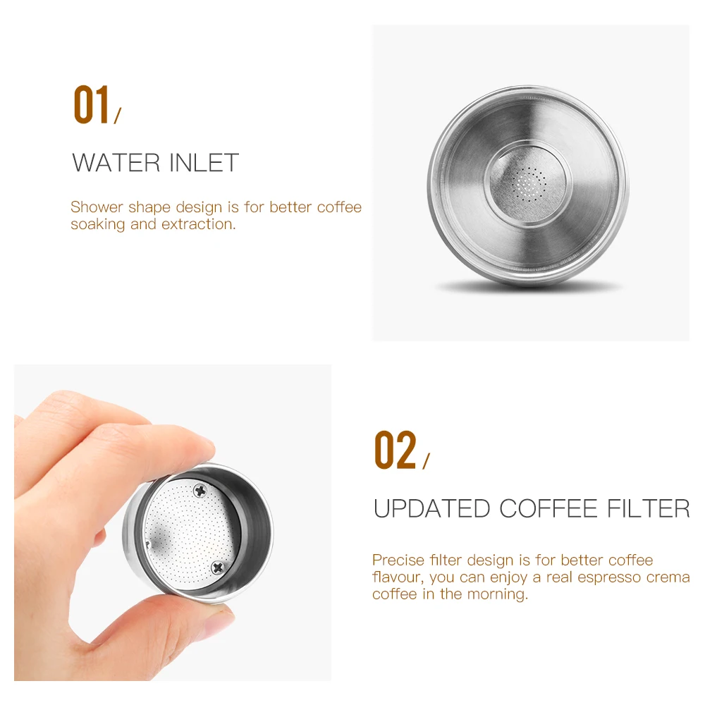 ICalifas 4pcs/set Stainless Steel Reusable Coffee Filter Refillable Capsule Cup Pod Tamper For Illy Machine Refill