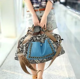 Wholesale new handbag folk style bag retro portable shoulder diagonal rivet BAG canvas for export | Багаж и сумки