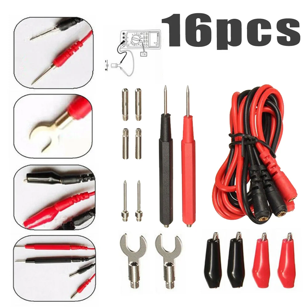

16pcs/Set New Digital Multimeter Test Leads Voltage Meter Cable Copper Tin PVC 90cm Connector Multimeter Test Leads Kit