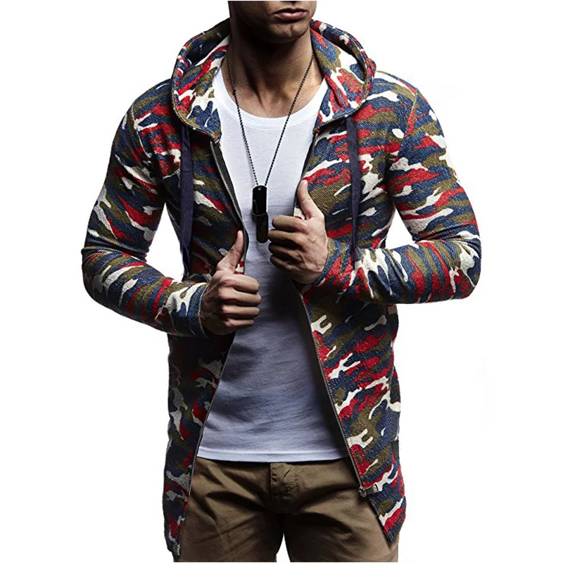 JCCHENFS Zipper Hoodie Sweatshirt Men Camouflage Cardigan Hooded Top