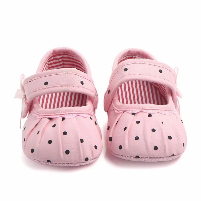 Cute Infant Toddler Baby Boy Girl Soft Dots Sole Crib Shoes Newborn 0-18Monthss