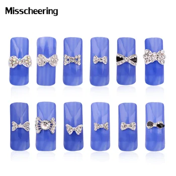 

10pcs/pack 3d Clear Crystal AB Alloy Rhinestone Bow Tie Nail Art Decorations Slices DIY Beauty Salon Charm Manicure Accessory