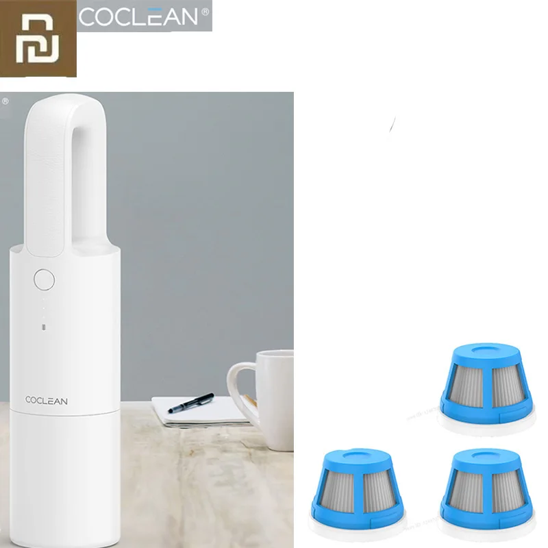 XIAOMI Mijia Cleanfly Coclean портативный автомобильный ручной пылесос для домашнего мини пылесборника с сильным всасыванием - Цвет: White add 3Filter