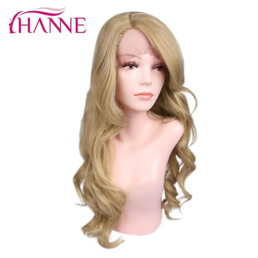 Ханне блонд парик на кружеве 613 длинный волнистый парик натуральный Косплей парики на кружеве для черных женщин синтетические парики для волос - Цвет: Золото