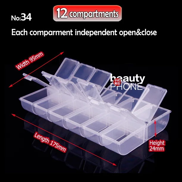 

Organizer Box Storage 12 compartments for DIY Home work Nail Art Jewelry beads Crafts portable container case