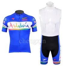 2013 АНДАЛУСИЯ TEAM BLUE С КОРОТКИМ РУКАВОМ ВЕЛОСПОРТ ДЖЕРСИ ЛЕТО ЗАДЕЙСТВУЯ ОДЕЖДА РОПА CICLISMO+ БИБ ШОРТЫ 3D ГЕЛЬ PAD НАБОР