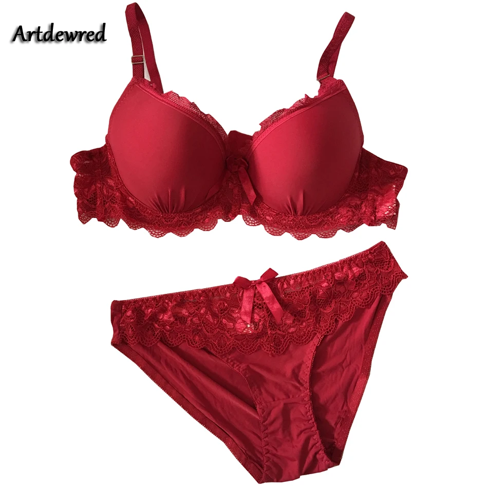 Lady Lace Black Push Up Bra Set Top B C Cups sujetador encaje Underwear Women Lingerie Sexy Panties And Bra Sets 6 Colors