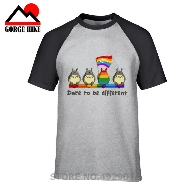 

My Neighbor Totoro Studio Ghibli Totoro DARE TO BE DIFFERENT T-Shirts Miyazaki Hayao Male Short-Sleeve T Shirts Cute Tee Shirts