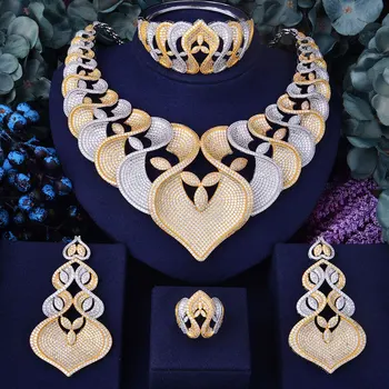 

GODKI Super Luxury Geometry Flower Women Wedding Cubic Zirconia Choker Necklace Earring Dubai Jewelry Set Jewellery Addict