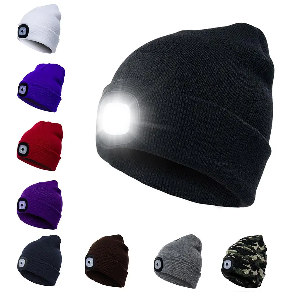 

Unisex Beanie LED Lighted Cap Winter Warm Outdoor Fishing Running Knitted Hat LED Flash Camping Climbing Cap Knit Hat With LED