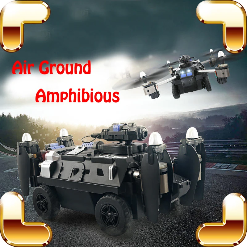 New Arrival Gift 2.4G Air Ground Amphibious Tank RC Quadcopter Remote