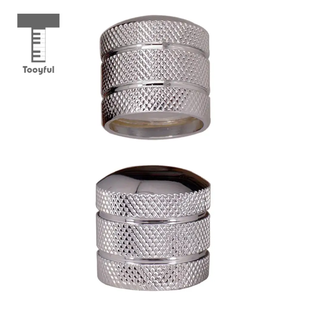 Tooyful 2 Pieces Volume Tone Control Knobs Turn Button for Electric Guitar Bass Replacement Silver