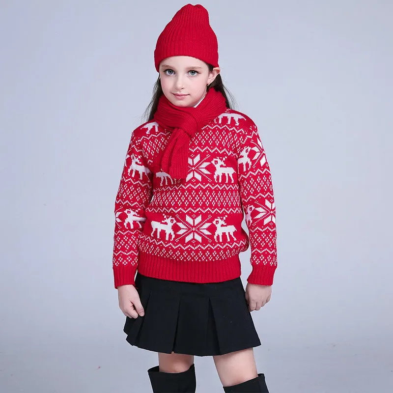 Kids Boy Casual Sweater Santa Deer Christmas Winter Pullover Knitted Long Sleeve