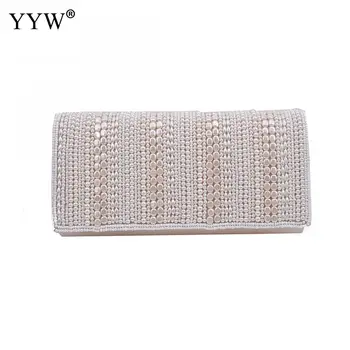 YYW-Bolso estilo Clutch con perlas para mujer, Bolso de mano femenino de lujo para Fiesta y noche, con cadena para hombro, Bolso de Fiesta