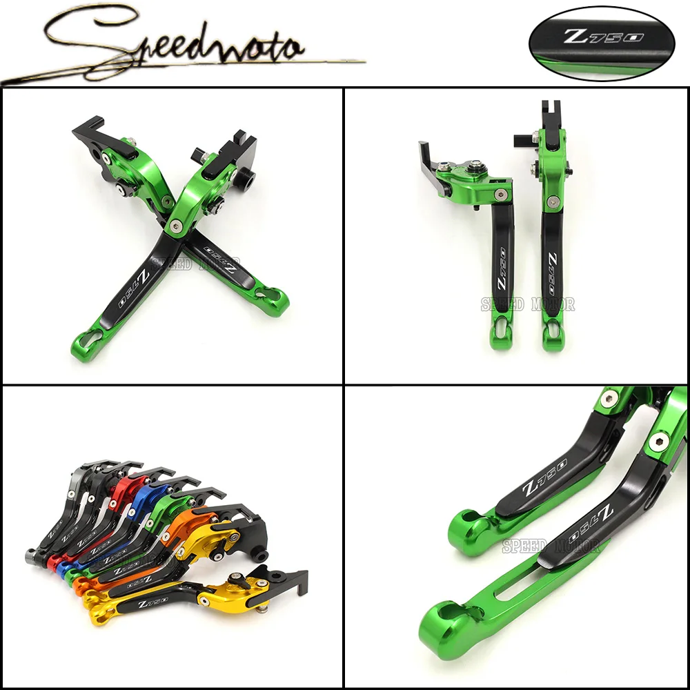 For KAWASAKI Z750 2007 2012 Motorcycle Accessories Adjustable Folding Extendable Brake Clutch Levers Green Color