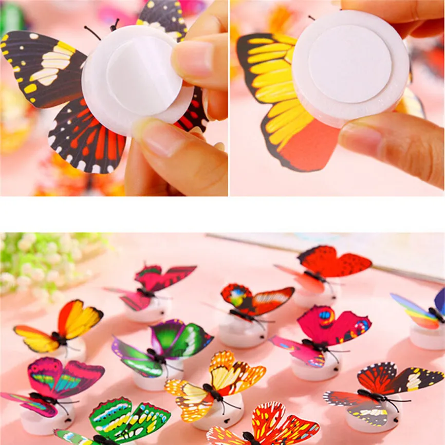 10 шт. 3D бабочки настенные наклейки СВЕТОДИОДНЫЙ Ночник DIY рождественские настенные стикеры бабочки рождественские украшения для дома Aug#1