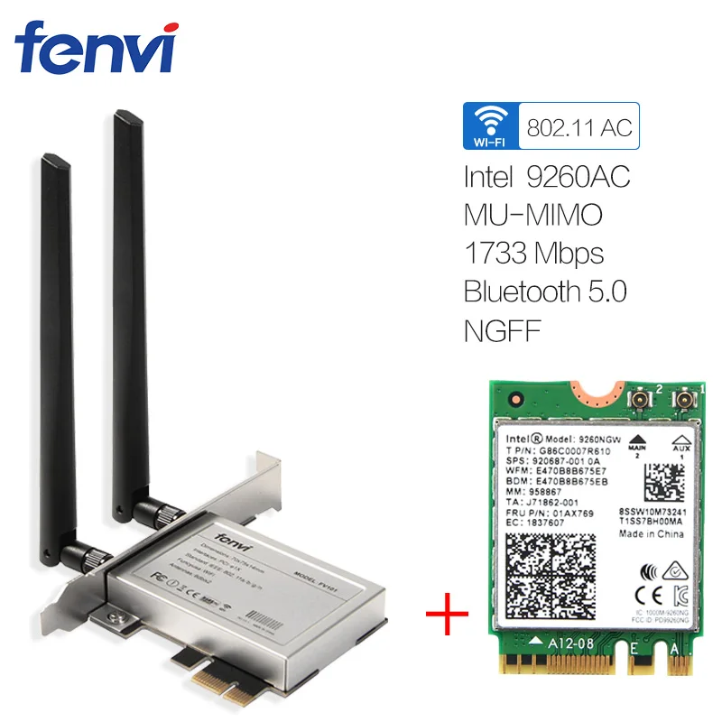 Cena Komputer stacjonarny bezprzewodowy Intel 9260 9260ac dwuzakresowy MU MIMO 1730 mb s Windows 10 WiFi Bluetooth 5.0 karta Wlan PCI E 1X