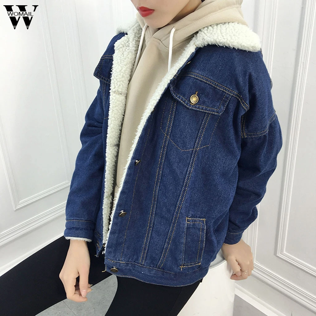 Зимнее Элегантное длинное женское пальто синяя джинсовая утепленная куртка флисовое джинсовое пальто Верхняя одежда в стиле панк шерстяные куртки женские