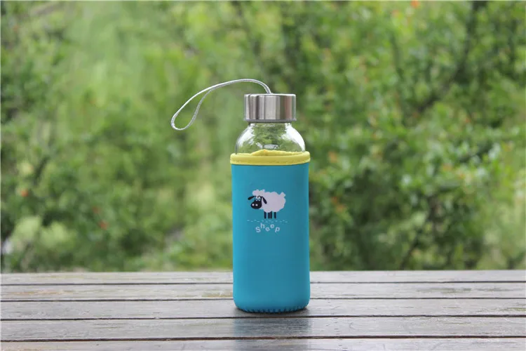 Новинка 300 мл бутылка для воды Летний стиль Портативное стекло с силиконовым покрытием модная бутылка для питья Велосипедный спорт экологически чистый