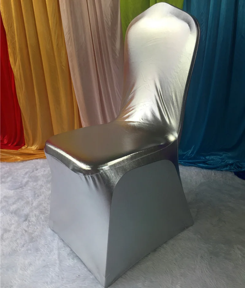 

50PCS Silver Metallic Shiny Two-way Spandex Chair Cover / Lycra Chair Cover For Wedding Decoration