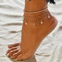 Новое поступление Звезда Луна ножные браслеты из бисера для женщин Мода Многослойная ножной браслет Шарм пляжные украшения