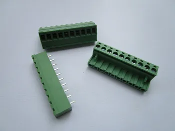 

80 Pcs Close Straight 10 pin/way Pitch 5.08mm Screw Terminal Block Connector Green Color Pluggable Type With Straight pin