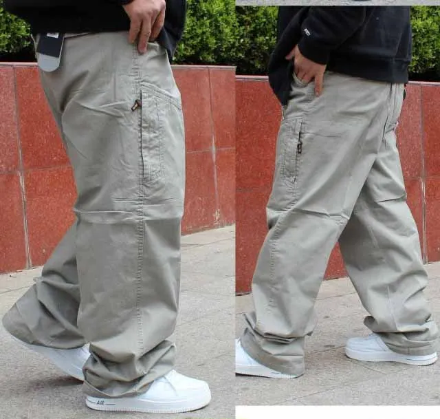Большие размеры, брюки карго, мужские хип-хоп шаровары, повседневные свободные мешковатые штаны с широкими карманами, мужская одежда