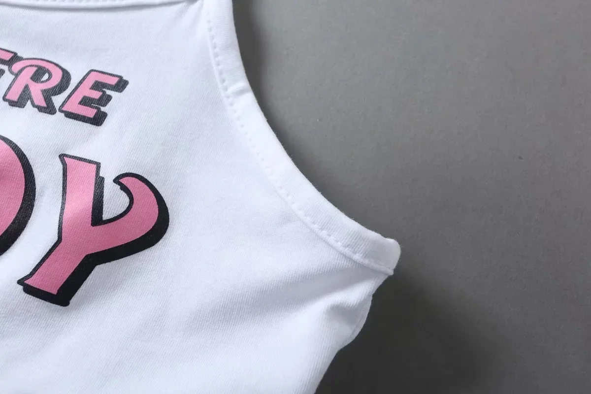 Two piece set New Fashion COME HERE DADDY Letter Print Tank Top Sexy Sleeveless Summer Harajuku Kawaii Cropped Feminino Bikini