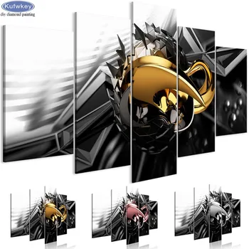 

5D DIY Diamond Painting Abstract Metal Construction Cross Stitch kit Full square round Diamond Embroidery Mosaic Home Decor 5pcs