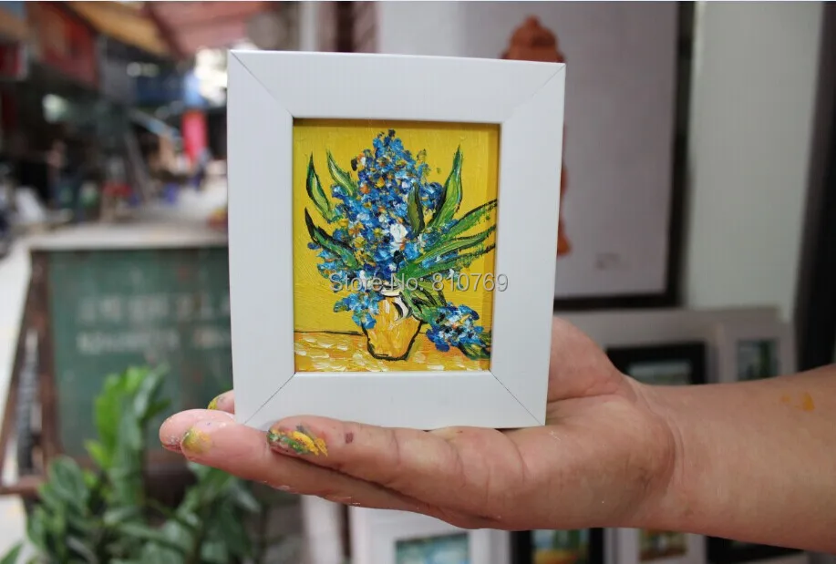 

2014 100% hand-painted Free shipping oil painting on Small thin board Match framework high quality Beautiful vase DM-928011