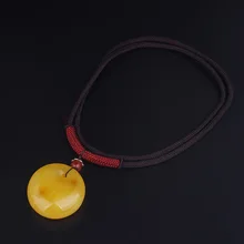 Piedra pómez, cera estanca, joyería de Nepal hecha a mano, collar vintage, colgantes redondos, cadenas de cuerda, collar étnico de moda, amarillo