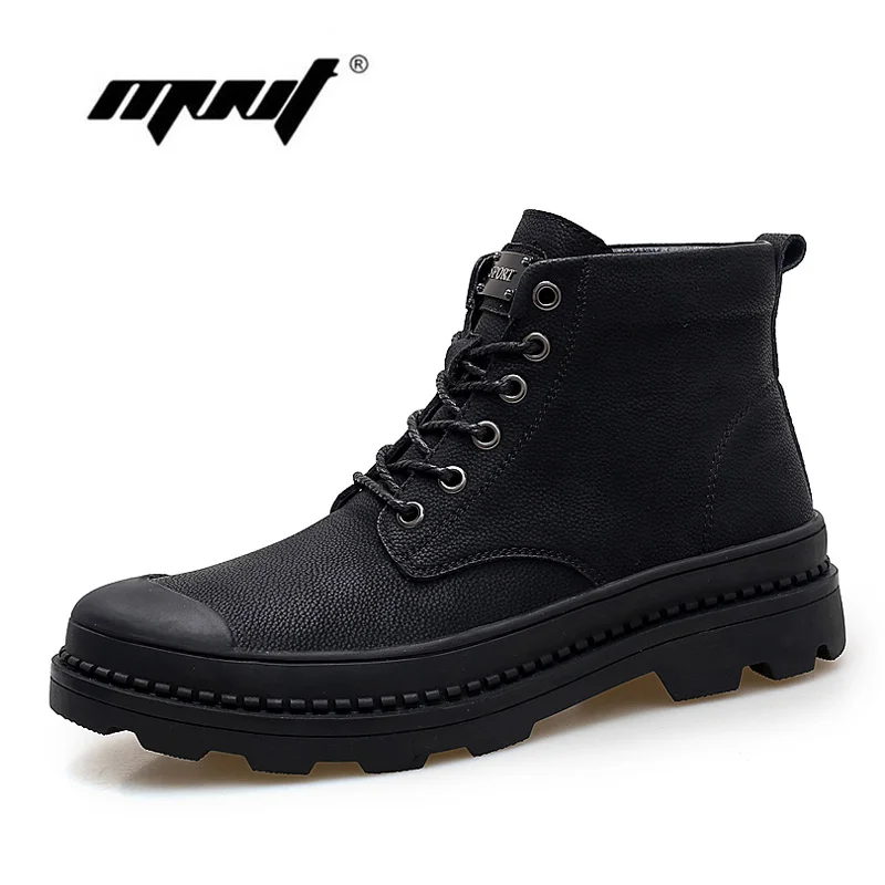 

Genuine Leather Two Style Lace-up Men Boots Velvet Fur Snow Boots Plus Size High Quality Autumn Winter Men Shoes