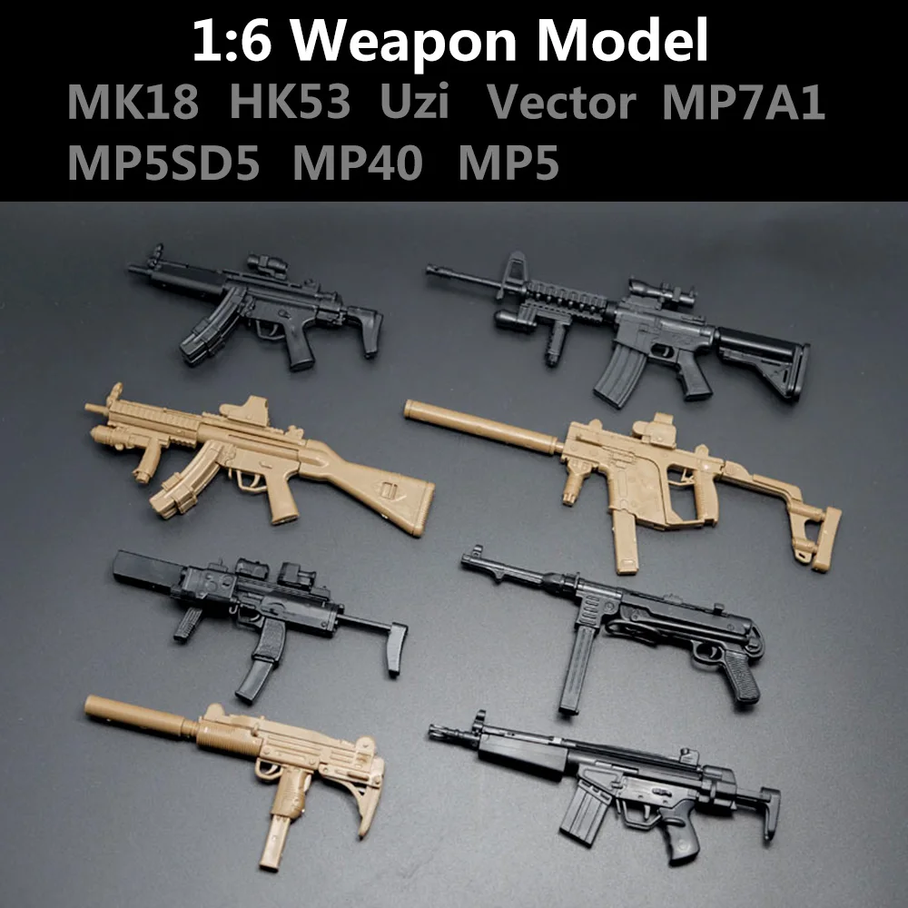 

1:6 1/6 Scale Action 8pcs/set Include MK18 HK53 Uzi Vector MP7A1 MP5SD5 MP40 MP5 Model Guns For MG Gundam Tamashii Action Figure