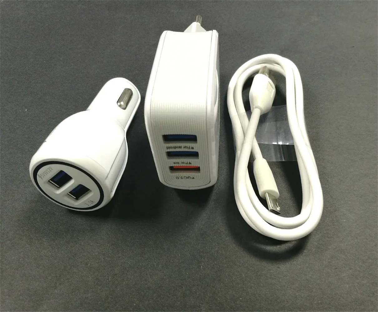 Настенный адаптер для путешествий с европейской вилкой 5 А 3 выхода USB + Кабель Micro