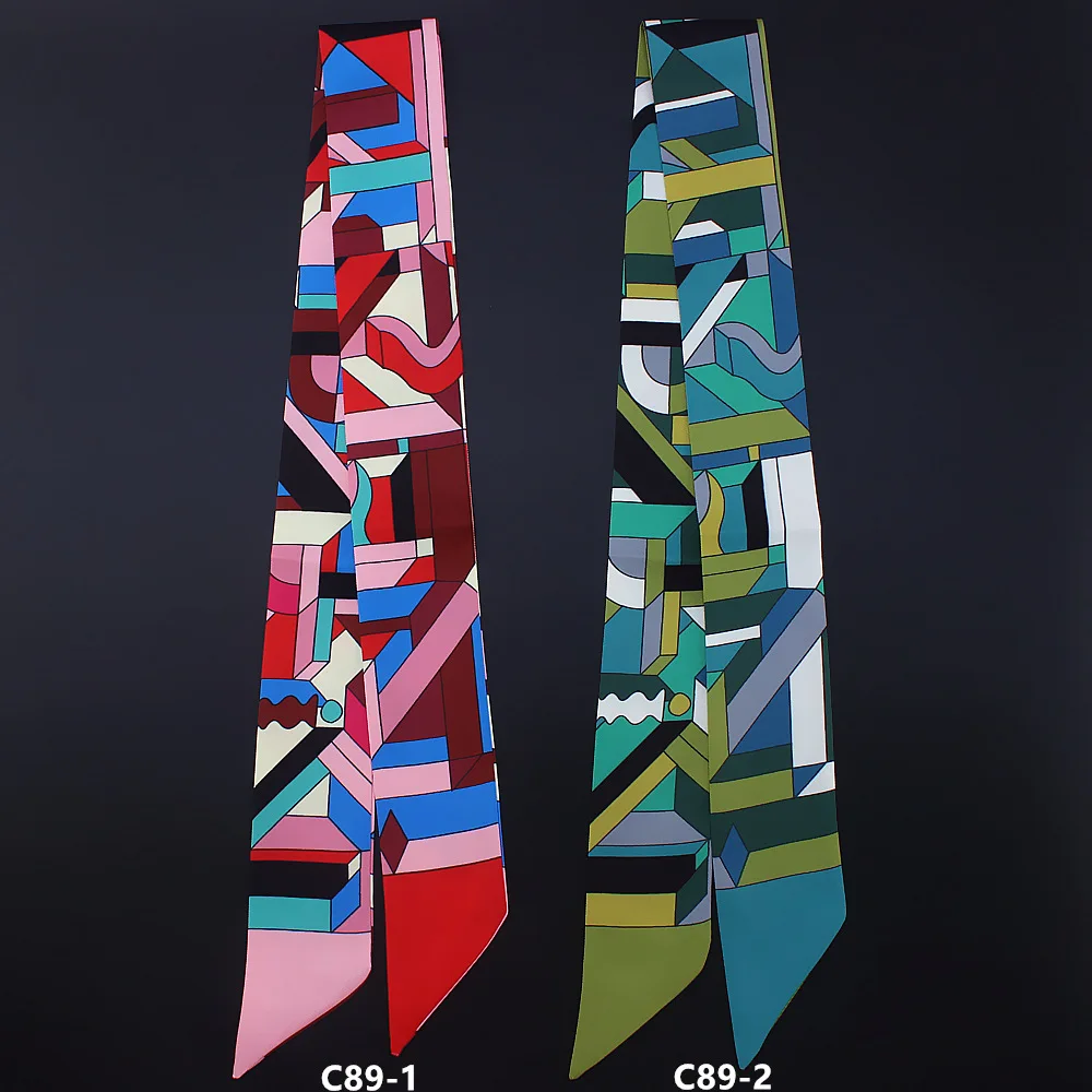 Geometric Contrast Color Scarf Narrow Ribbon Bag Scarves Hair Band Neckwear Drop Shipping Wholesale Multi-function Choker BD131 |