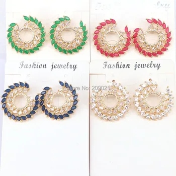 

4Pair hot sale colorful jewelry CZ Earring,fashion micro pave CZ charm Stud Earrings