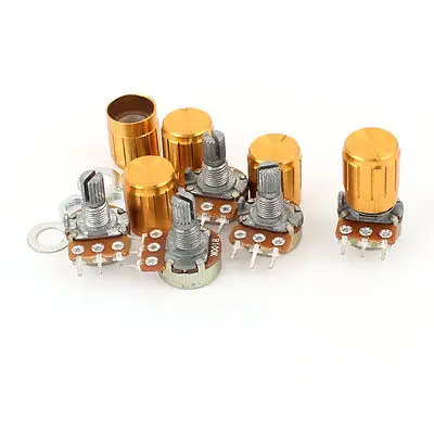 

5pcs 100K OHM Linear Taper Rotary Potentiometer 100KB B100K Pot w Knobs