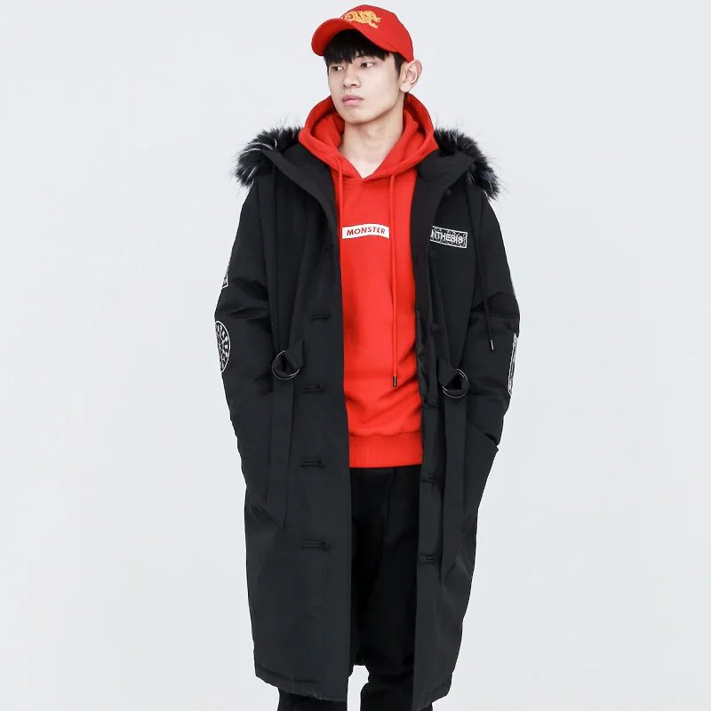 Houxu 2019 New Men Long Sections 90% Eider Down Jacket Hooded Fur Collar Outwear Tang Suit Over The Knee Down Jacket Male Black Houxu 2019 New Men Long Sections 90% Eider Down Jacket Hooded Fur Collar Outwear Tang Suit Over The Knee Down Jacket Male Black