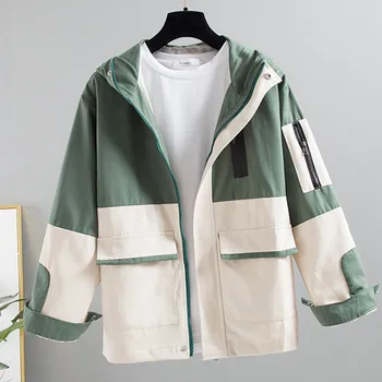 

Spring Autumn Trench Coats Women 2019 Windbreaker Outerwear Female Hooded Coats Korean Loose Color Matching Student Short Coat