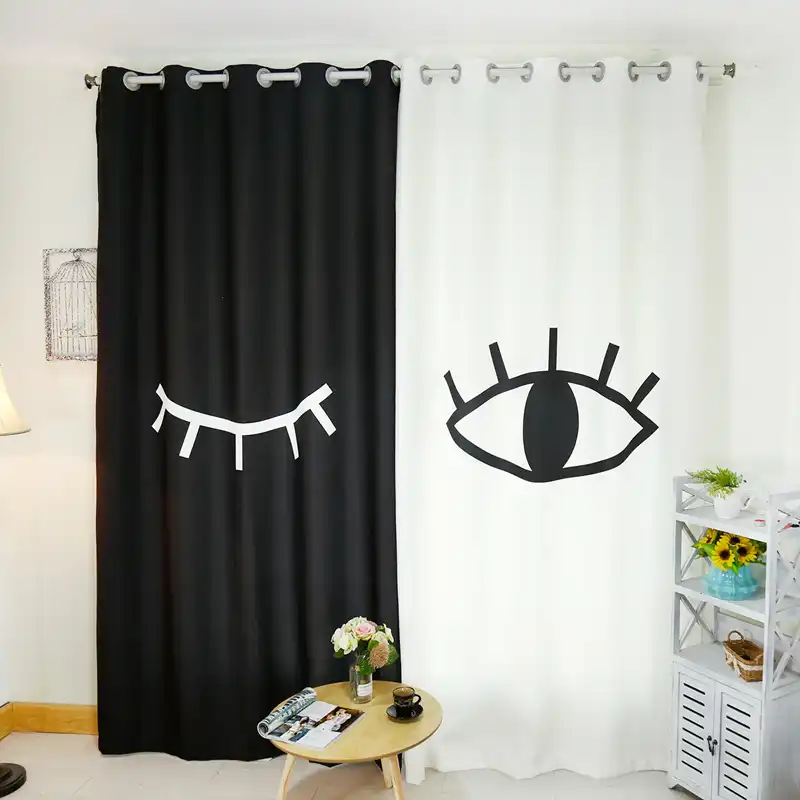 Senisaihon Korean 3d Blackout Curtains Cartoon Black White Eyes