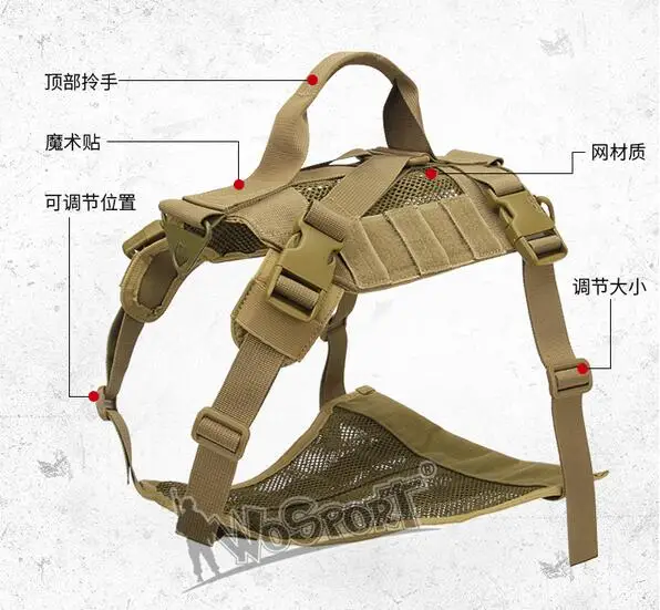 Военный тактический тренировочный жилет для собак Molle компактная Одежда для собак куртка для домашних животных WoSporT