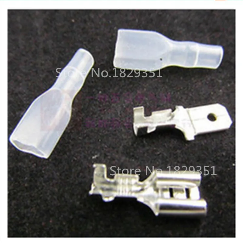 

High quality 200pcs 6.3mm Crimp Terminal Female Spade Connector + Male Spade Connector+ Case ic ...