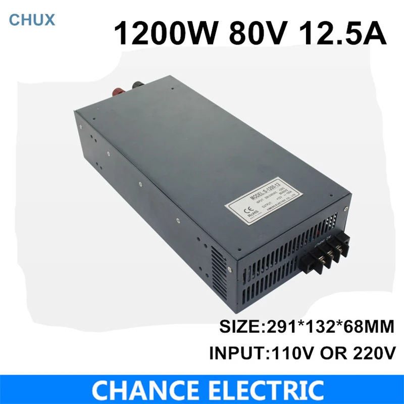 switching power supply 80V 12.5A 1200W 110~220VAC single output input for cnc cctv led light(S-1200W-80V) switching power supply 80V 12.5A 1200W 110~220VAC single output input for cnc cctv led light(S-1200W-80V)