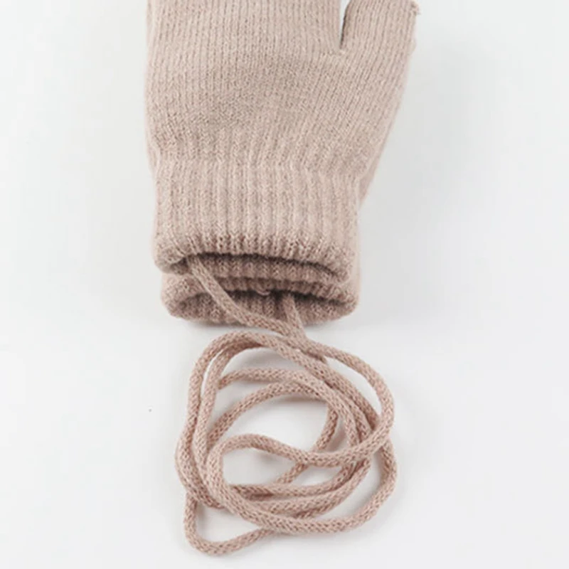 Детские универсальные рукавицы, зимние уличные теплые шерстяные вязаные перчатки, Детские Портативные веревочные Висячие перчатки для От 1 до 3 лет